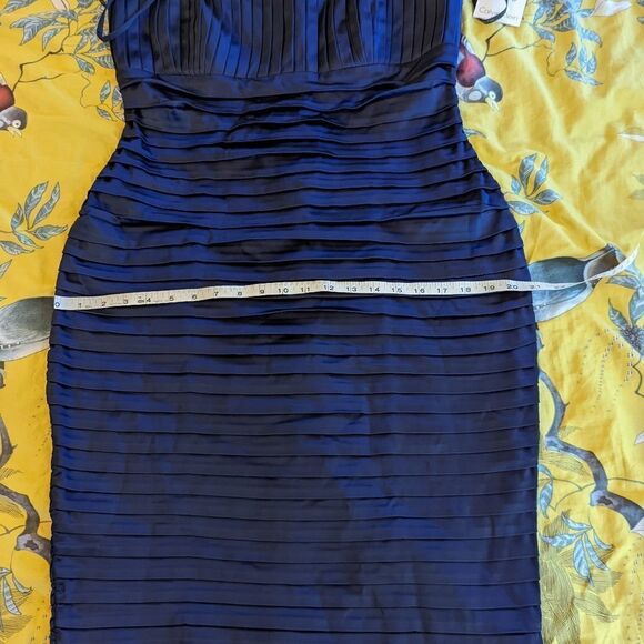 CALVIN Klein navy blue ribbon layered satin dress sz 12 nwt removable straps - Picture 6 of 7